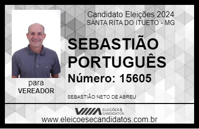 Candidato SEBASTIÃO PORTUGUÊS 2024 - SANTA RITA DO ITUETO - Eleições