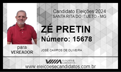 Candidato ZÉ PRETIN 2024 - SANTA RITA DO ITUETO - Eleições