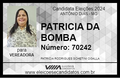 Candidato PATRICIA DA BOMBA 2024 - ANTÔNIO DIAS - Eleições