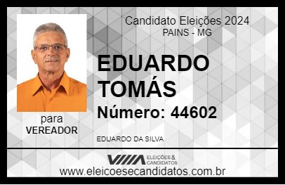 Candidato EDUARDO TOMÁS 2024 - PAINS - Eleições