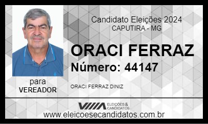 Candidato ORACI FERRAZ 2024 - CAPUTIRA - Eleições