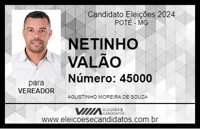 Candidato NETINHO VALÃO 2024 - POTÉ - Eleições