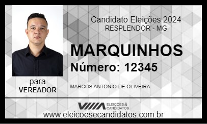 Candidato MARQUINHOS 2024 - RESPLENDOR - Eleições