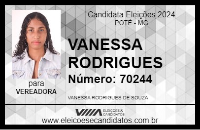 Candidato VANESSA RODRIGUES 2024 - POTÉ - Eleições