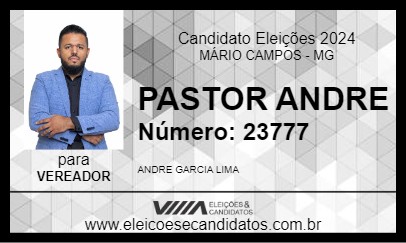 Candidato PASTOR ANDRE 2024 - MÁRIO CAMPOS - Eleições