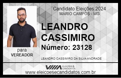 Candidato LEANDRO CASSIMIRO 2024 - MÁRIO CAMPOS - Eleições