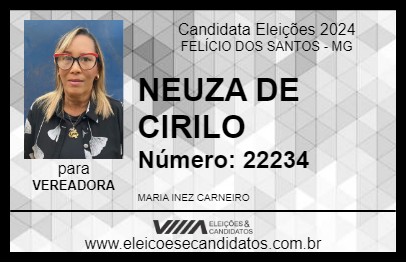 Candidato NEUZA DE CIRILO 2024 - FELÍCIO DOS SANTOS - Eleições