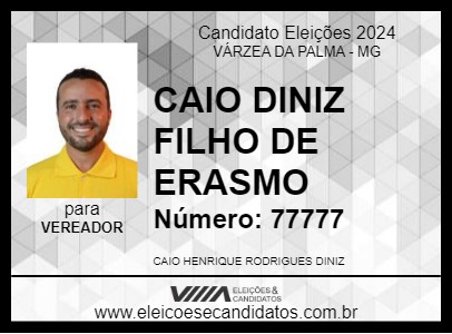 Candidato CAIO DINIZ FILHO DE ERASMO 2024 - VÁRZEA DA PALMA - Eleições