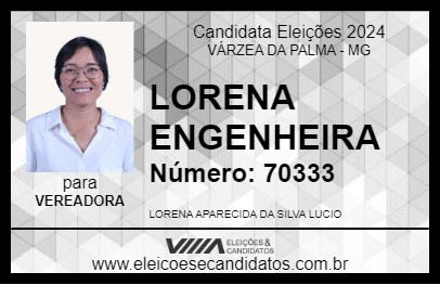 Candidato LORENA ENGENHEIRA 2024 - VÁRZEA DA PALMA - Eleições