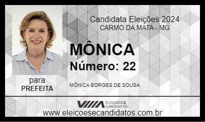 Candidato MÔNICA 2024 - CARMO DA MATA - Eleições