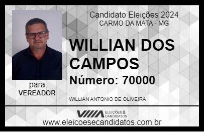 Candidato WILLIAN DOS CAMPOS 2024 - CARMO DA MATA - Eleições