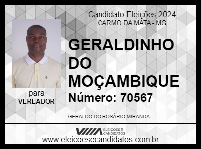 Candidato GERALDINHO DO MOÇAMBIQUE 2024 - CARMO DA MATA - Eleições