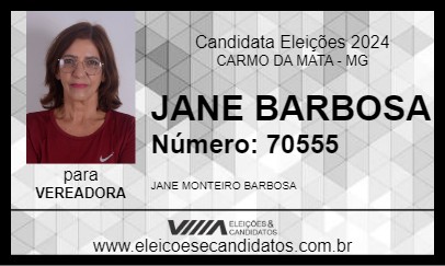 Candidato JANE BARBOSA 2024 - CARMO DA MATA - Eleições