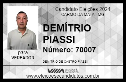 Candidato DEMÍTRIO PIASSI 2024 - CARMO DA MATA - Eleições