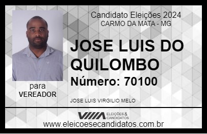 Candidato JOSE LUIS DO QUILOMBO 2024 - CARMO DA MATA - Eleições