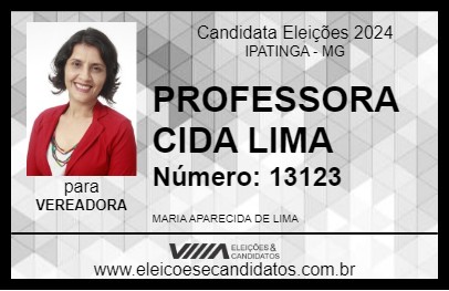 Candidato PROFESSORA CIDA LIMA 2024 - IPATINGA - Eleições