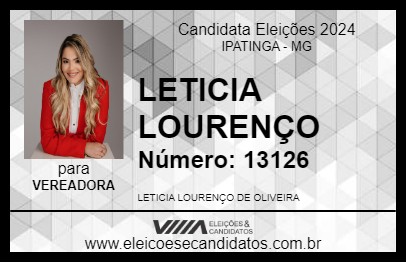 Candidato LETICIA LOURENÇO 2024 - IPATINGA - Eleições