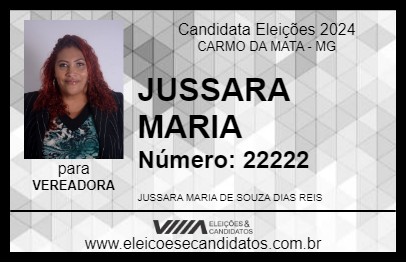 Candidato JUSSARA MARIA 2024 - CARMO DA MATA - Eleições