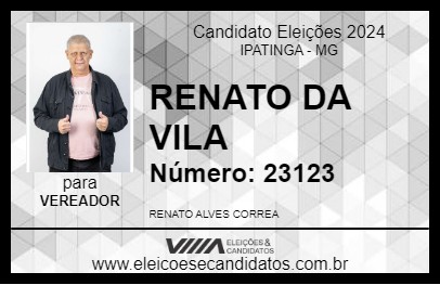 Candidato RENATO DA VILA 2024 - IPATINGA - Eleições