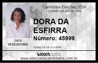 Candidato DORA DA ESFIRRA 2024 - CARMO DA MATA - Eleições