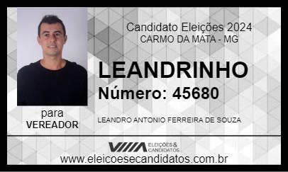 Candidato LEANDRINHO 2024 - CARMO DA MATA - Eleições