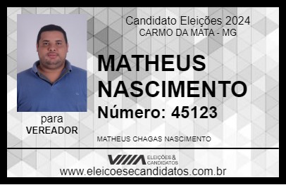 Candidato MATHEUS NASCIMENTO 2024 - CARMO DA MATA - Eleições