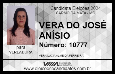 Candidato VERA DO JOSÉ ANÍSIO 2024 - CARMO DA MATA - Eleições