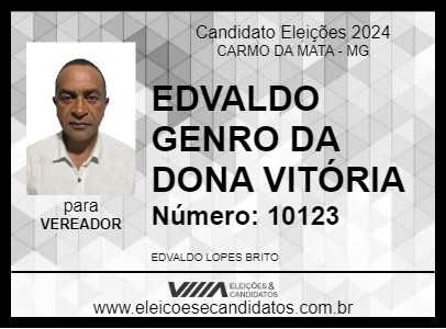 Candidato EDVALDO GENRO DA DONA VITÓRIA 2024 - CARMO DA MATA - Eleições