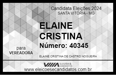 Candidato ELAINE CRISTINA 2024 - SANTA VITÓRIA - Eleições