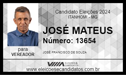 Candidato JOSÉ MATEUS 2024 - ITANHOMI - Eleições