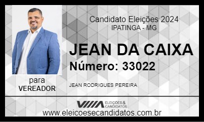 Candidato JEAN DA CAIXA 2024 - IPATINGA - Eleições