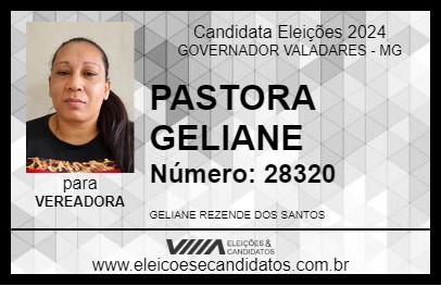 Candidato PASTORA GELIANE 2024 - GOVERNADOR VALADARES - Eleições