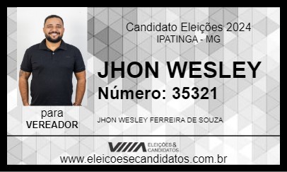 Candidato JHON WESLEY 2024 - IPATINGA - Eleições