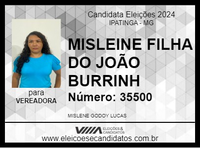 Candidato MISLENE FILHA DO JOÃO BURRINHO 2024 - IPATINGA - Eleições