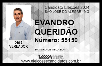 Candidato EVANDRO QUERIDÃO 2024 - SÃO JOSÉ DO ALEGRE - Eleições