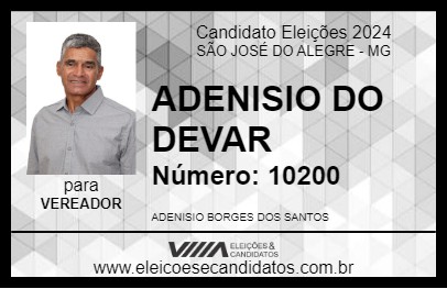 Candidato ADENISIO DO DEVAR 2024 - SÃO JOSÉ DO ALEGRE - Eleições