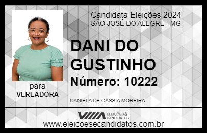 Candidato DANI DO GUSTINHO 2024 - SÃO JOSÉ DO ALEGRE - Eleições