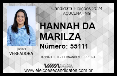 Candidato HANNAH DA MARILZA 2024 - AÇUCENA - Eleições