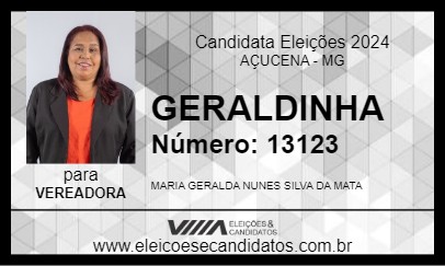 Candidato GERALDINHA 2024 - AÇUCENA - Eleições