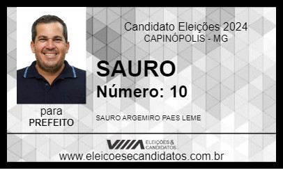 Candidato SAURO 2024 - CAPINÓPOLIS - Eleições