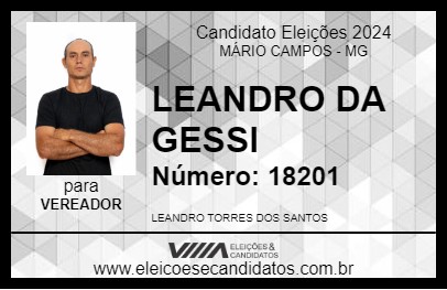 Candidato LEANDRO DA GESSI 2024 - MÁRIO CAMPOS - Eleições