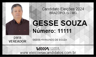 Candidato GESSE SOUZA 2024 - BRAZÓPOLIS - Eleições