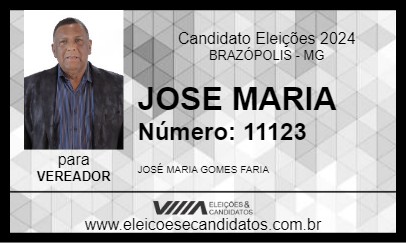 Candidato JOSE MARIA 2024 - BRAZÓPOLIS - Eleições