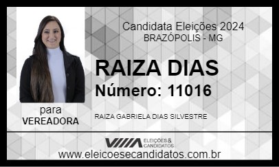 Candidato RAIZA DIAS 2024 - BRAZÓPOLIS - Eleições