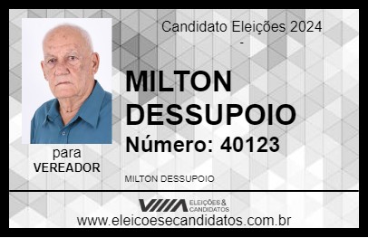 Candidato MILTON DESSUPOIO 2024 - SÃO JOÃO NEPOMUCENO - Eleições