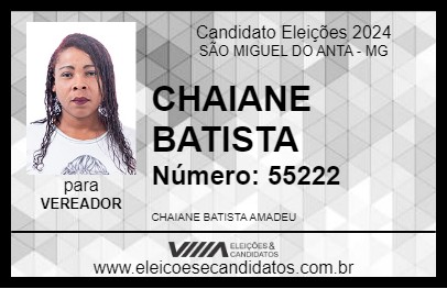 Candidato CHAIANE BATISTA 2024 - SÃO MIGUEL DO ANTA - Eleições