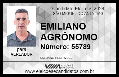 Candidato EMILIANO AGRÔNOMO 2024 - SÃO MIGUEL DO ANTA - Eleições