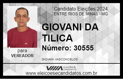 Candidato GIOVANI DA TILICA 2024 - ENTRE RIOS DE MINAS - Eleições