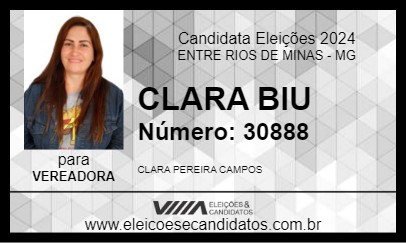 Candidato CLARA BIU 2024 - ENTRE RIOS DE MINAS - Eleições