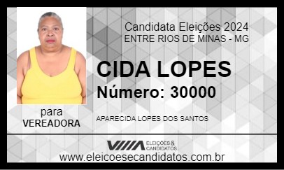 Candidato CIDA LOPES 2024 - ENTRE RIOS DE MINAS - Eleições